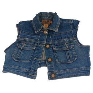 Apple Bottom Vintage Y2K Women's Medium M Denim Vest Cropped Top Bolero